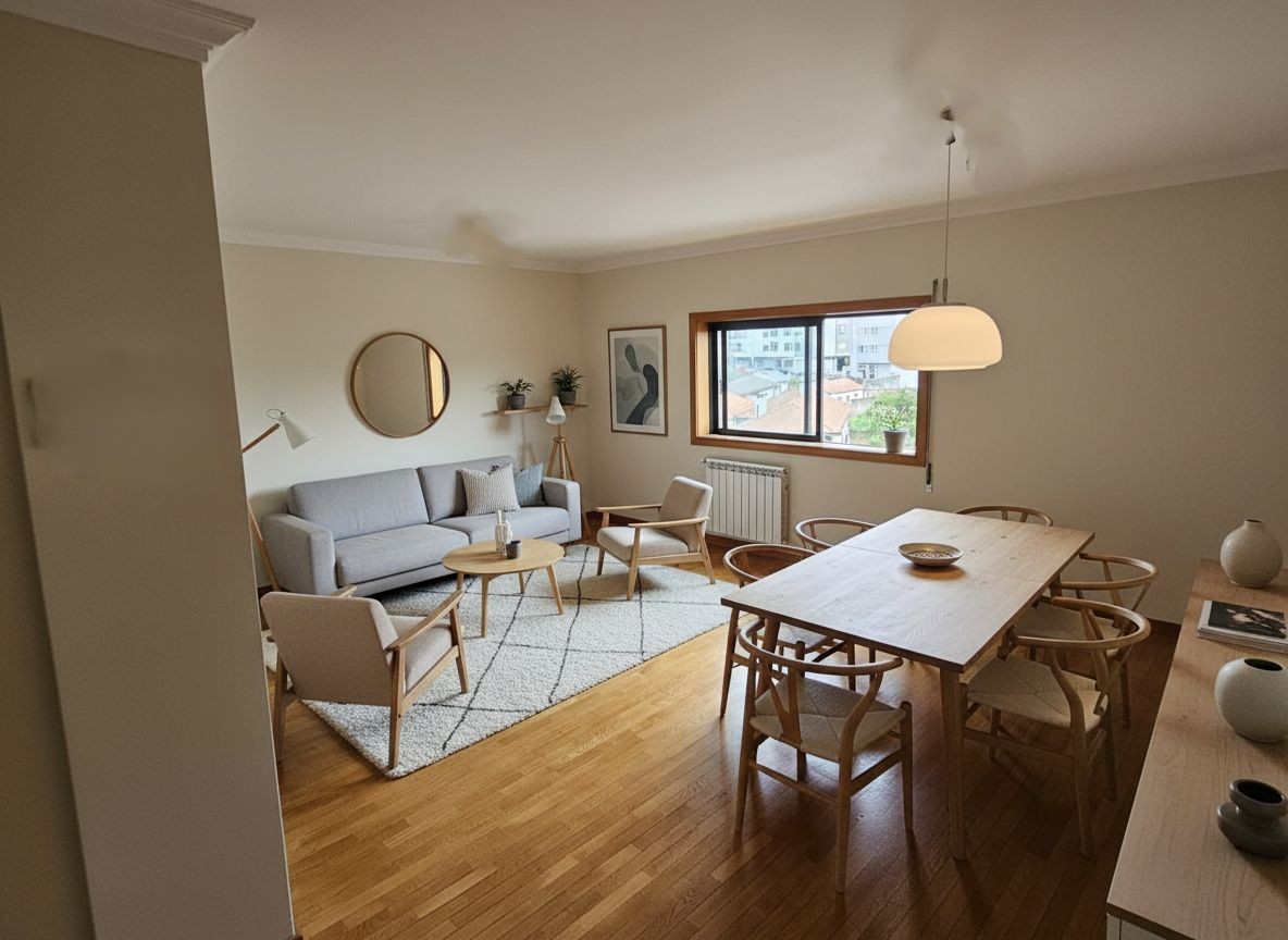 Apartamento T2 | Porto — Sala comum com zona de refeições