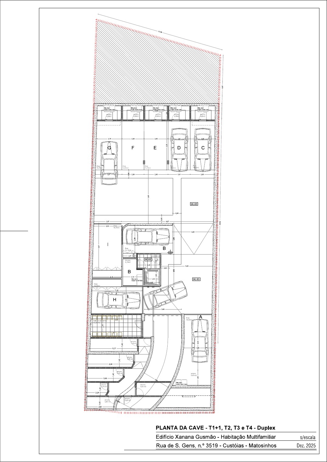 Planta Cave — estacionamento e arrumos — Edifício Xanana Gusmão